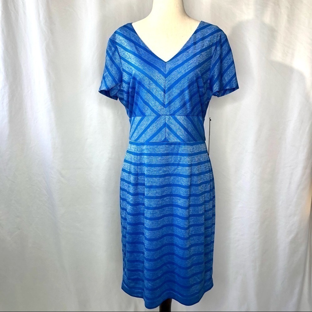 Marc New York blue white chevron sheath dress 10